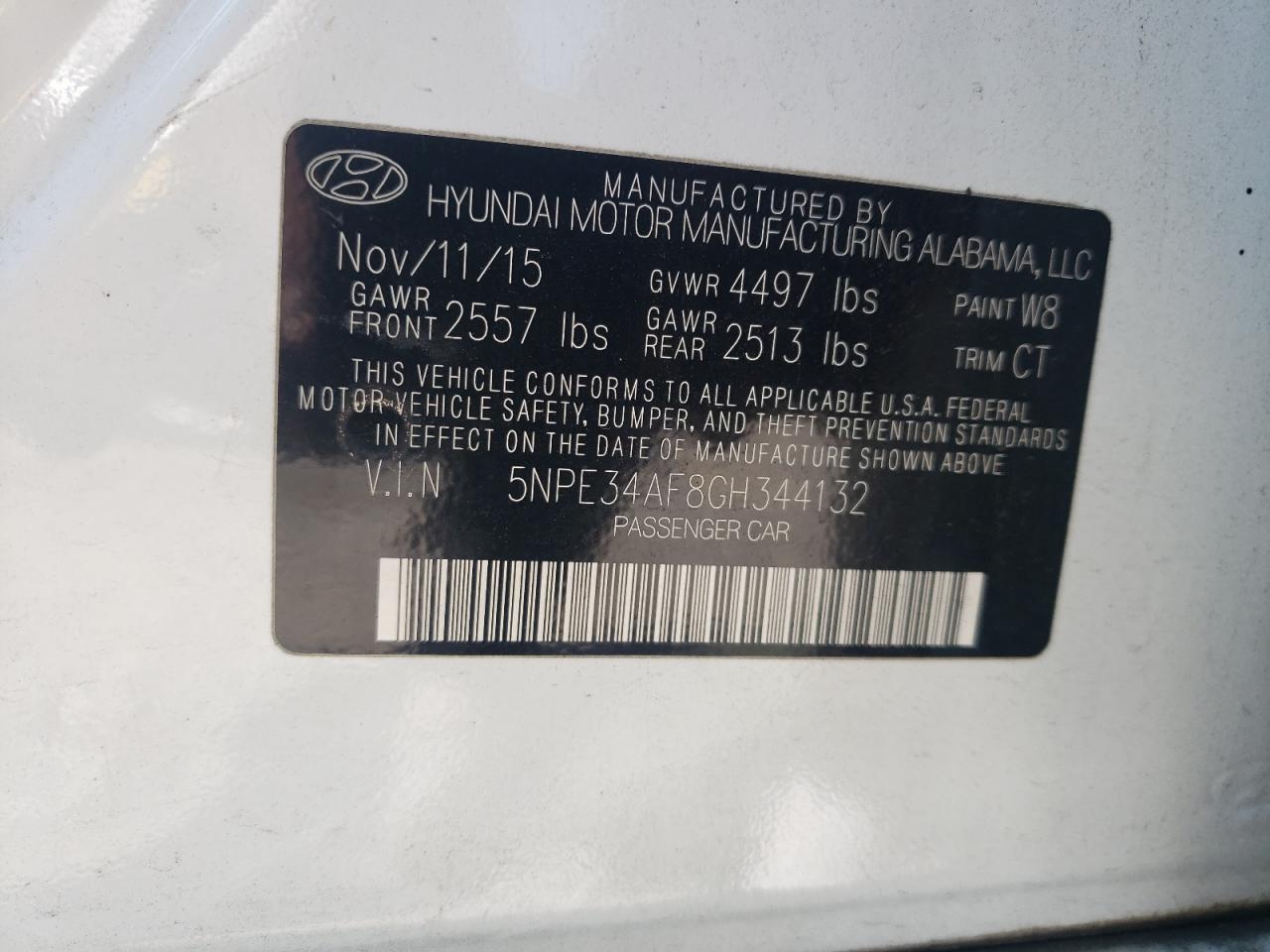 2016 Hyundai Sonata Sport VIN: 5NPE34AF8GH344132 Lot: 68548624