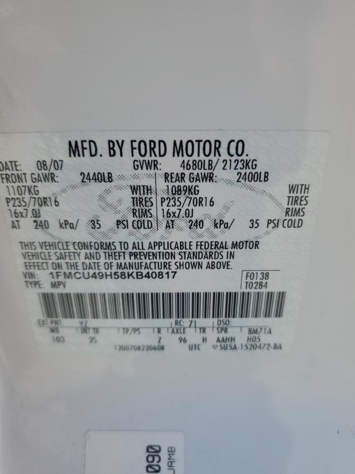 1FMCU49H58KB40817 2008 Ford Escape Hev