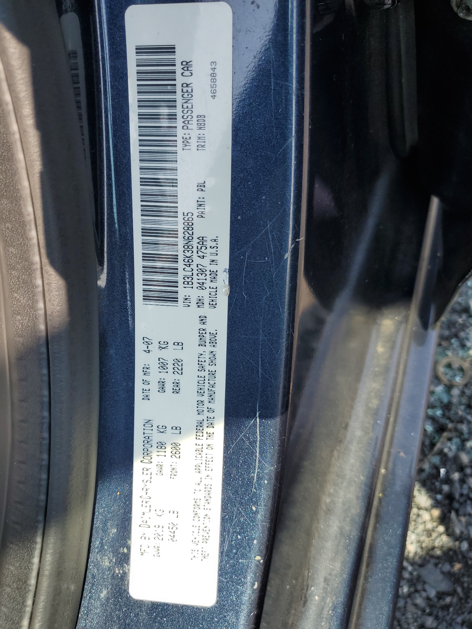 1B3LC46K38N628865 2008 Dodge Avenger Se