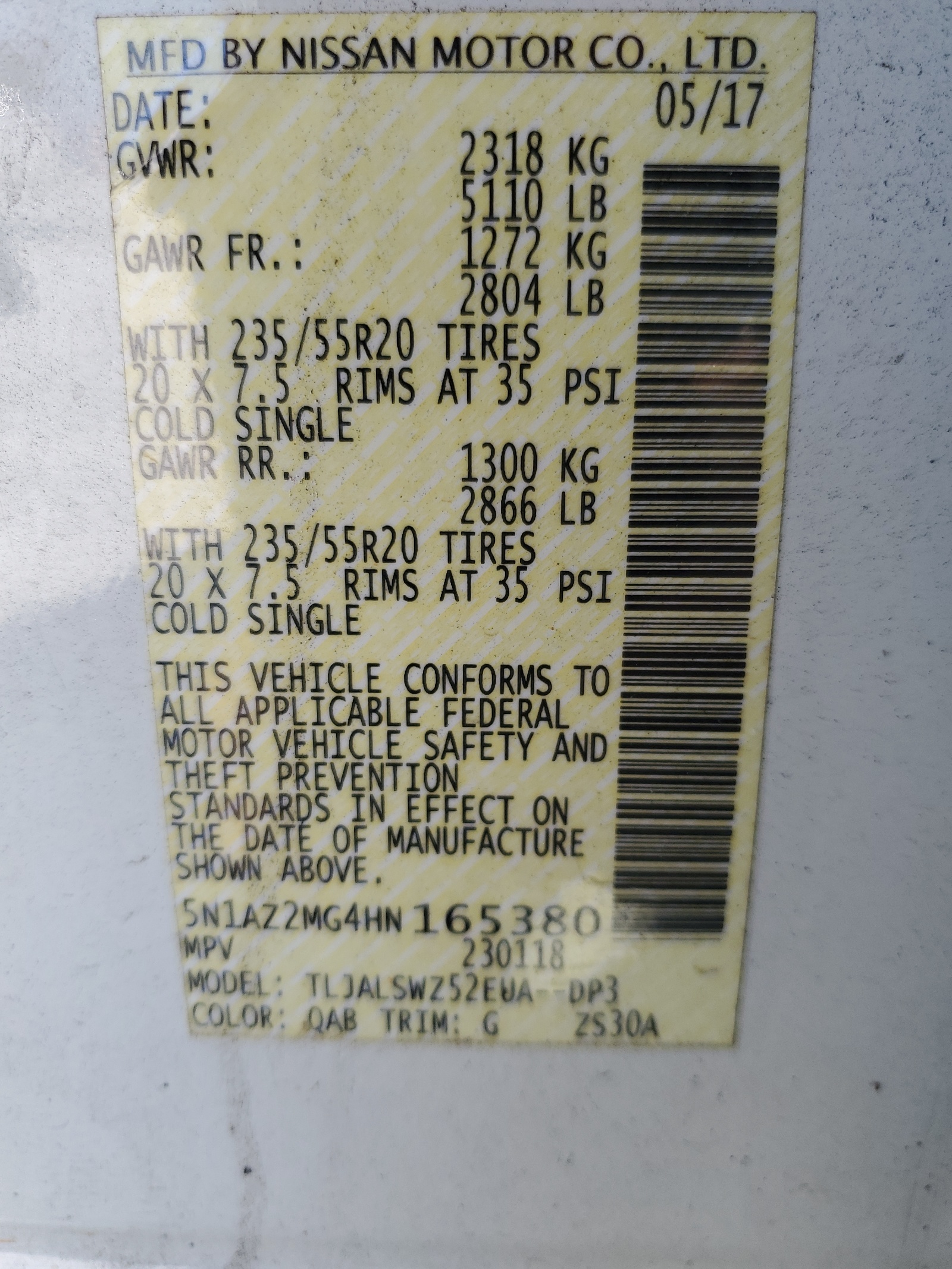 5N1AZ2MG4HN165380 2017 Nissan Murano S