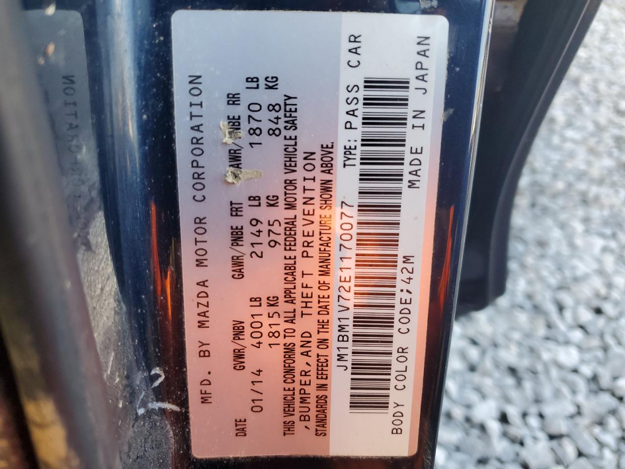 2014 Mazda 3 Touring VIN: JM1BM1V72E1170077 Lot: 67094654