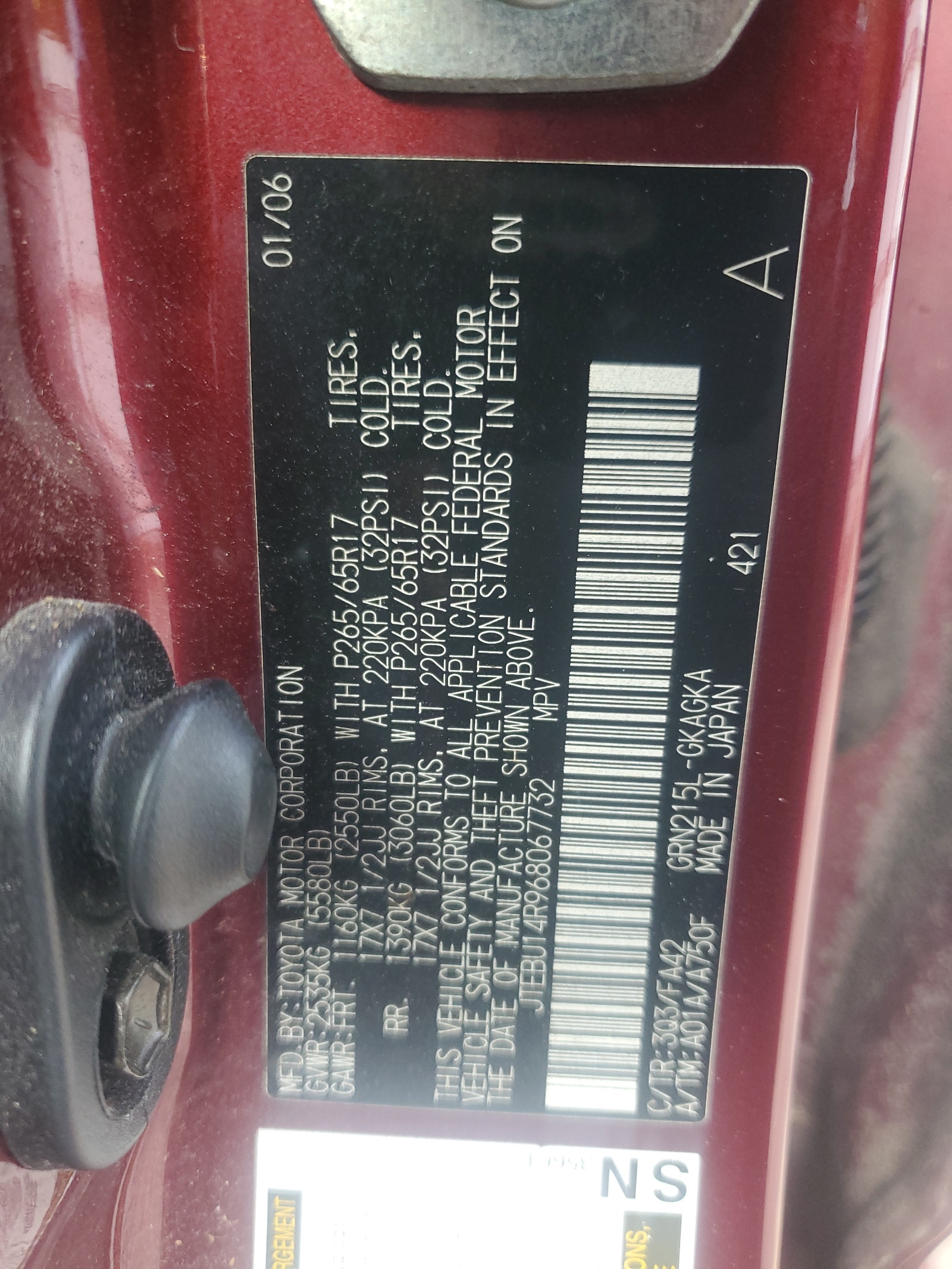 JTEBU14R968067732 2006 Toyota 4Runner Sr5