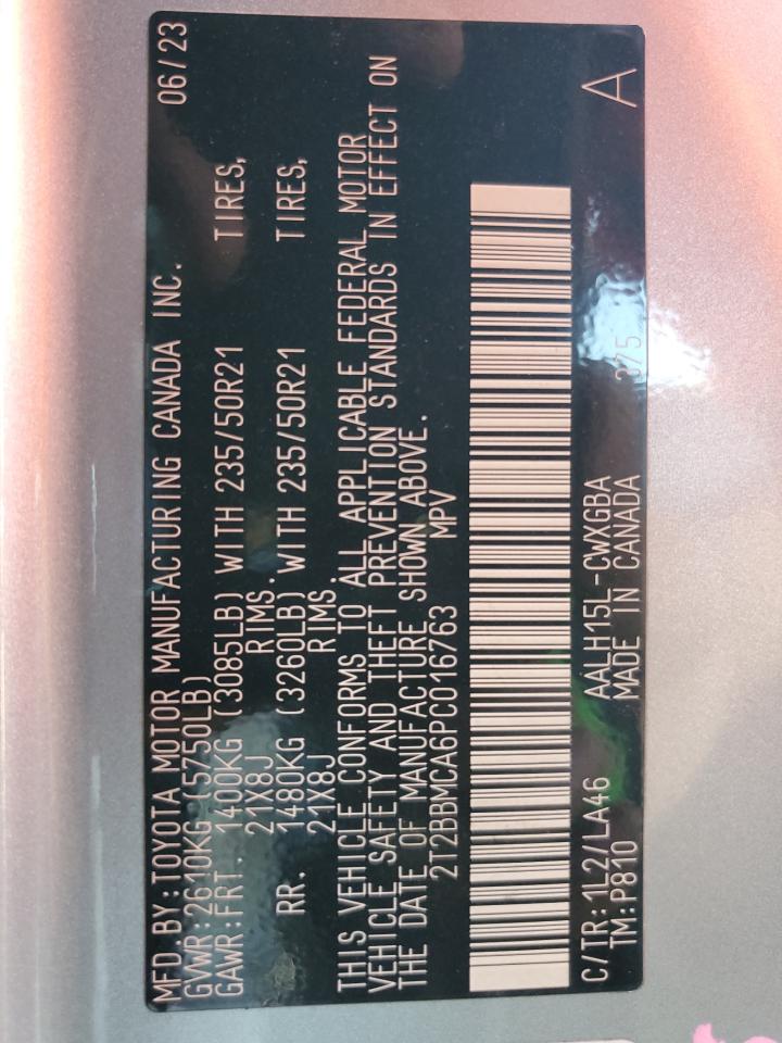 2023 Lexus Rx 350H Base VIN: 2T2BBMCA6PC016763 Lot: 61990174