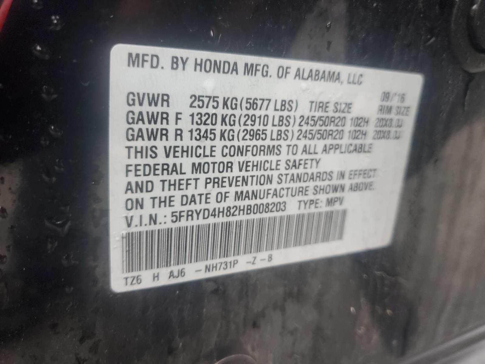 5FRYD4H82HB008203 2017 Acura Mdx Advance