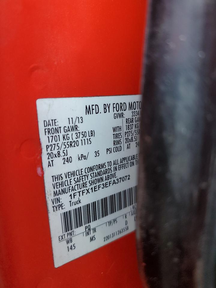 2014 Ford F150 Super Cab VIN: 1FTFX1EF3EFA37072 Lot: 69101194