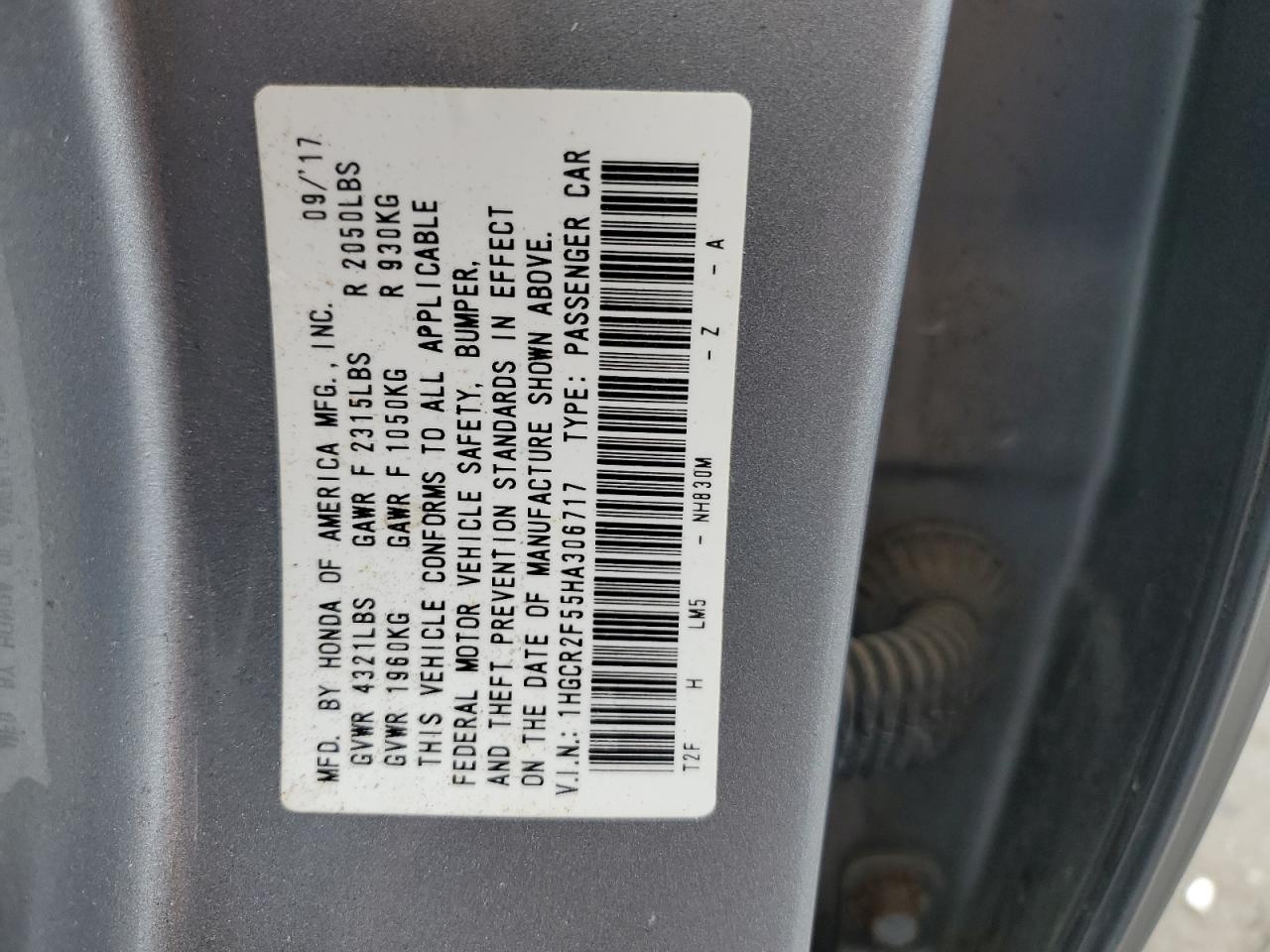 1HGCR2F55HA306717 2017 Honda Accord Sport