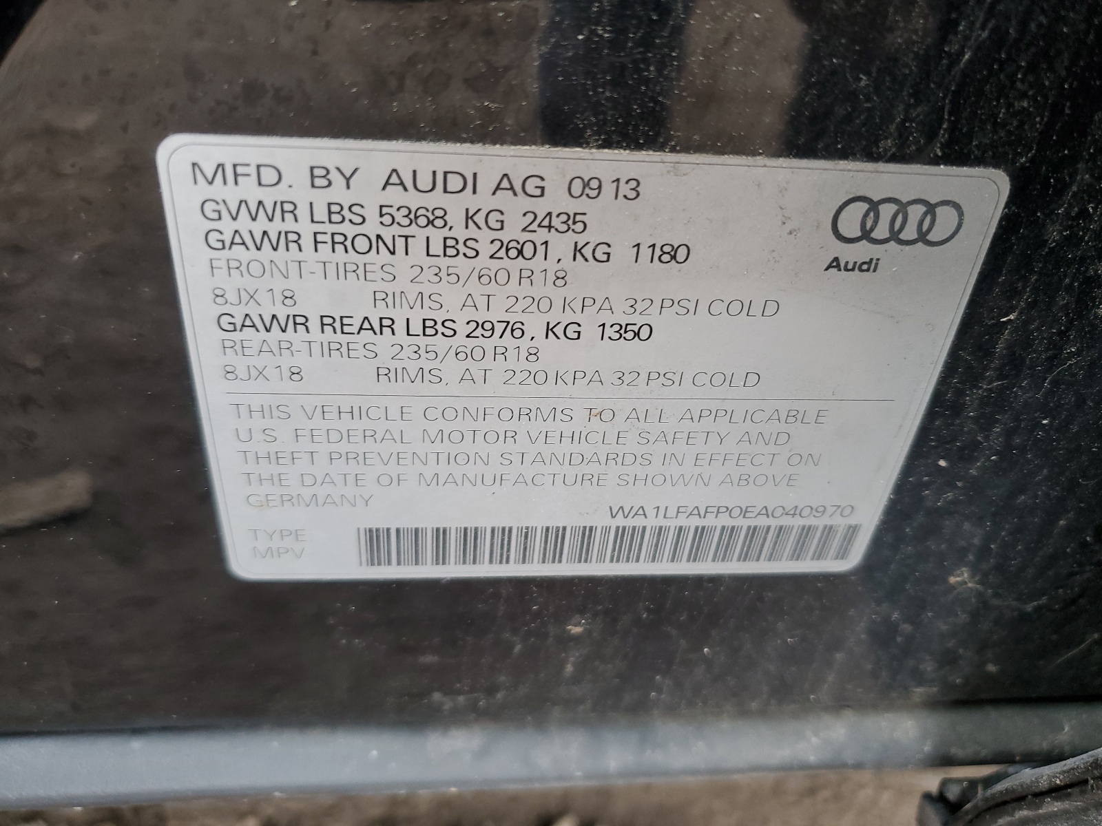 WA1LFAFP0EA040970 2014 Audi Q5 Premium Plus