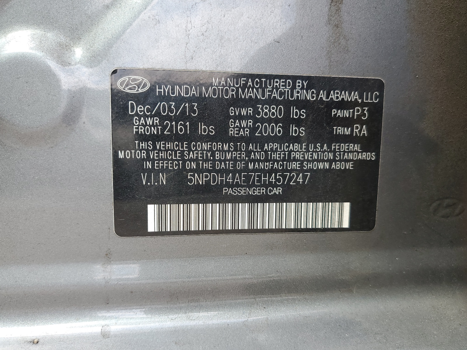 5NPDH4AE7EH457247 2014 Hyundai Elantra Se