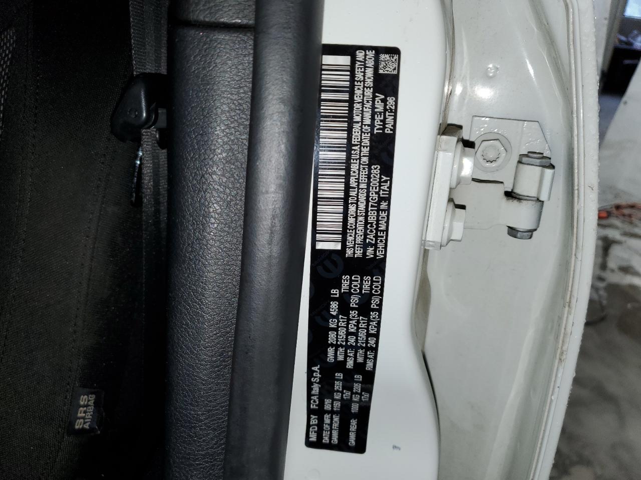 2016 Jeep Renegade Latitude VIN: ZACCJBBT7GPE00283 Lot: 67914184