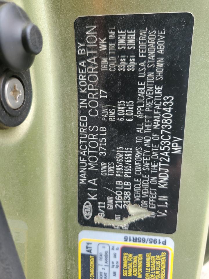 2012 Kia Soul VIN: KNDJT2A53C7380433 Lot: 68698754