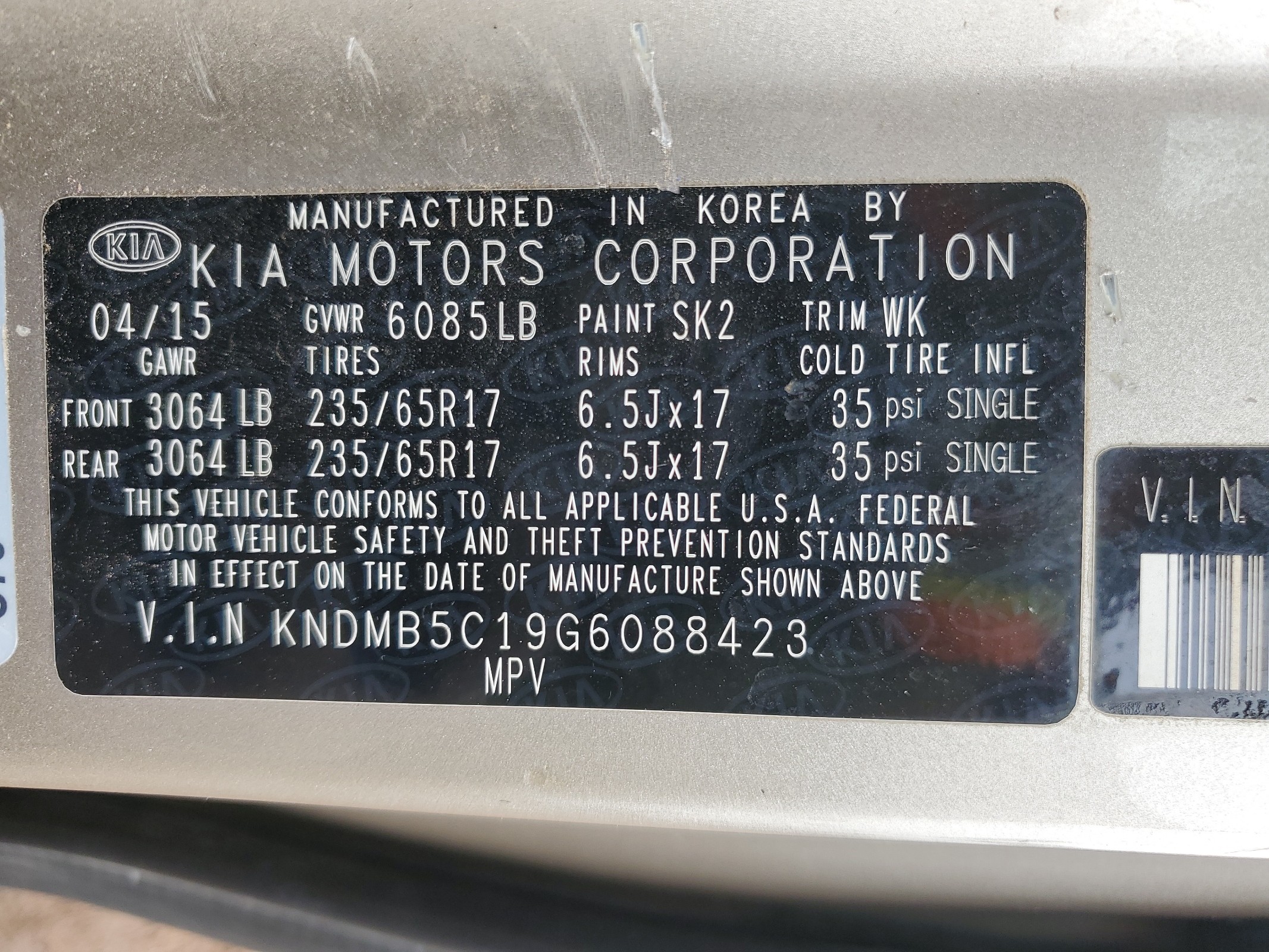 KNDMB5C19G6088423 2016 Kia Sedona Lx