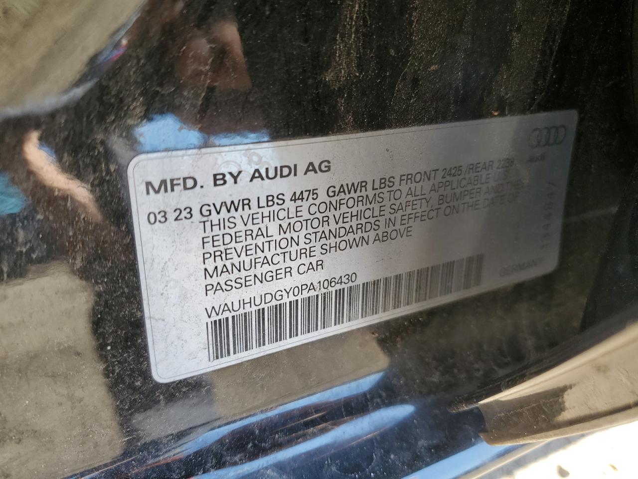 2023 Audi A3 Premium Plus VIN: WAUHUDGY0PA106430 Lot: 66584454