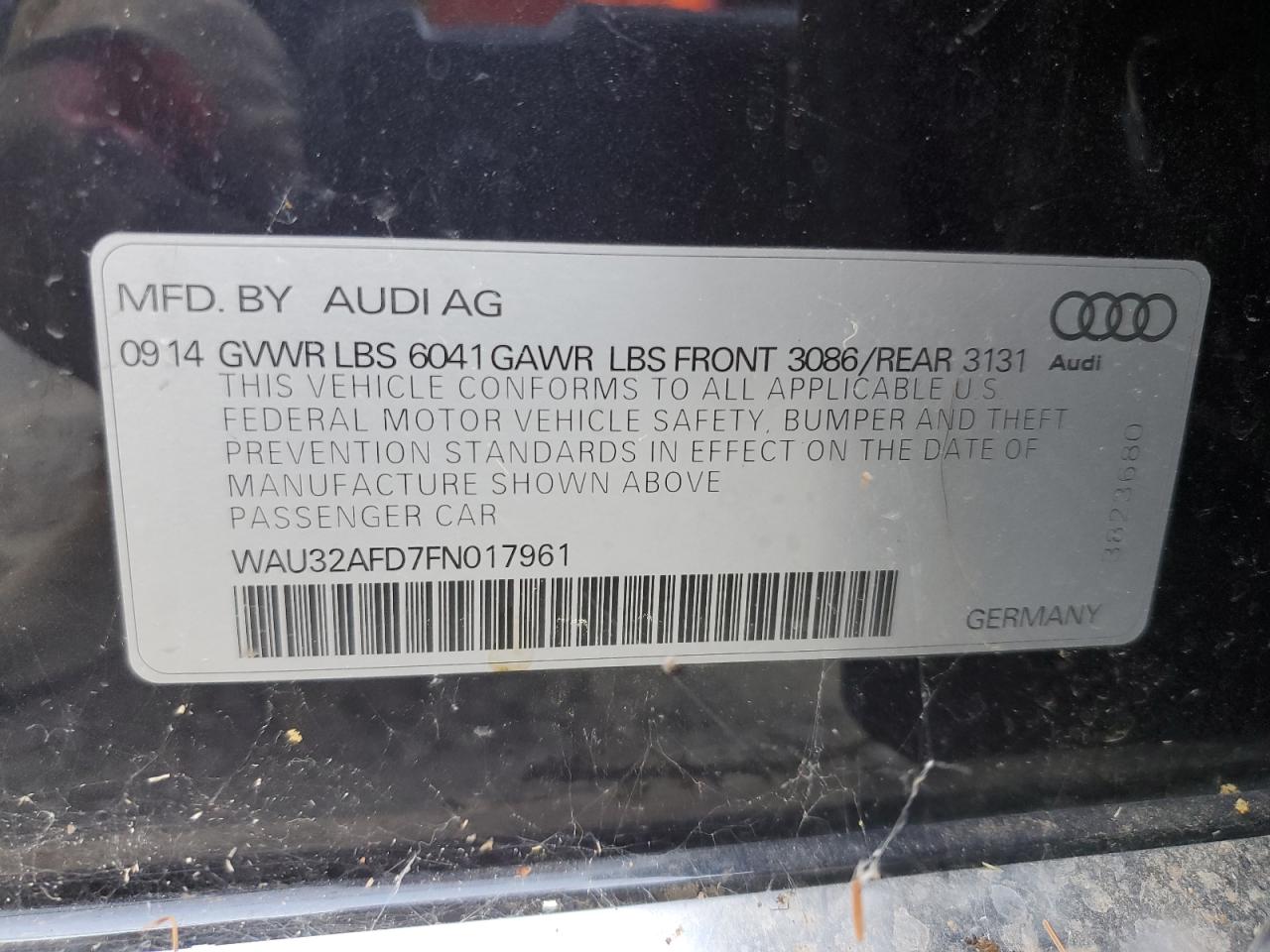 WAU32AFD7FN017961 2015 Audi A8 L Quattro