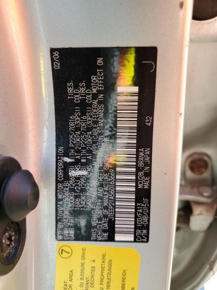 2006 Toyota Highlander Limited VIN: JTEEP21A560163669 Lot: 66849914