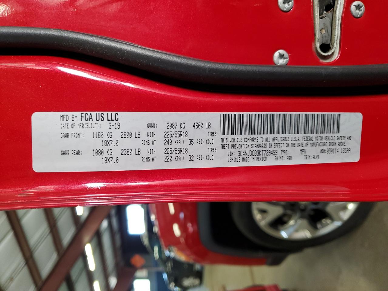 2019 Jeep Compass Limited VIN: 3C4NJDCB3KT729459 Lot: 67082144