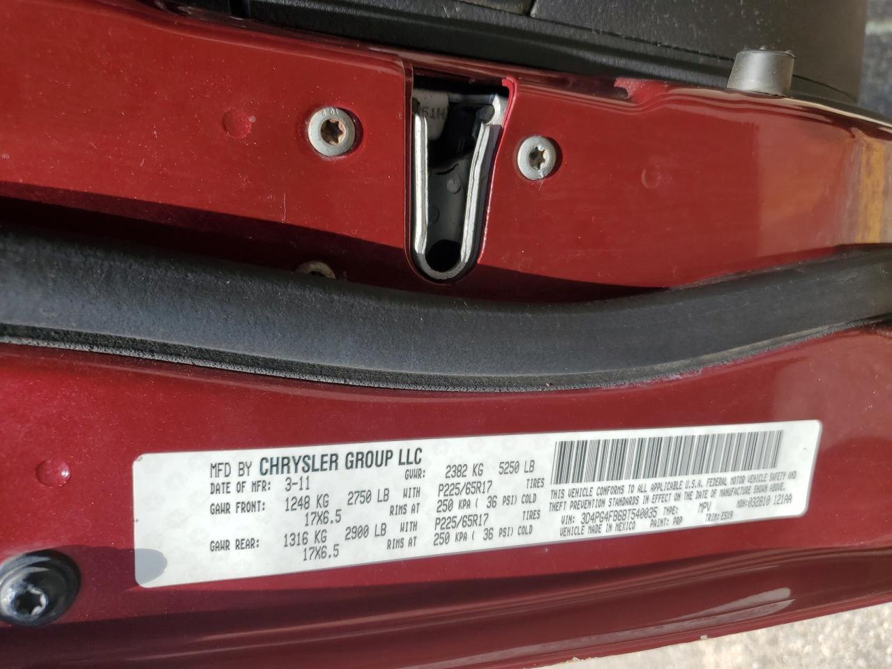 2011 Dodge Journey Express VIN: 3D4PG4FB6BT540035 Lot: 62523734