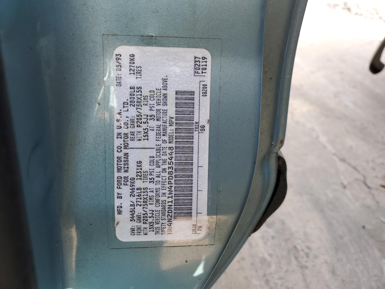 4N2DN11W4PD835448 1993 Nissan Quest Base