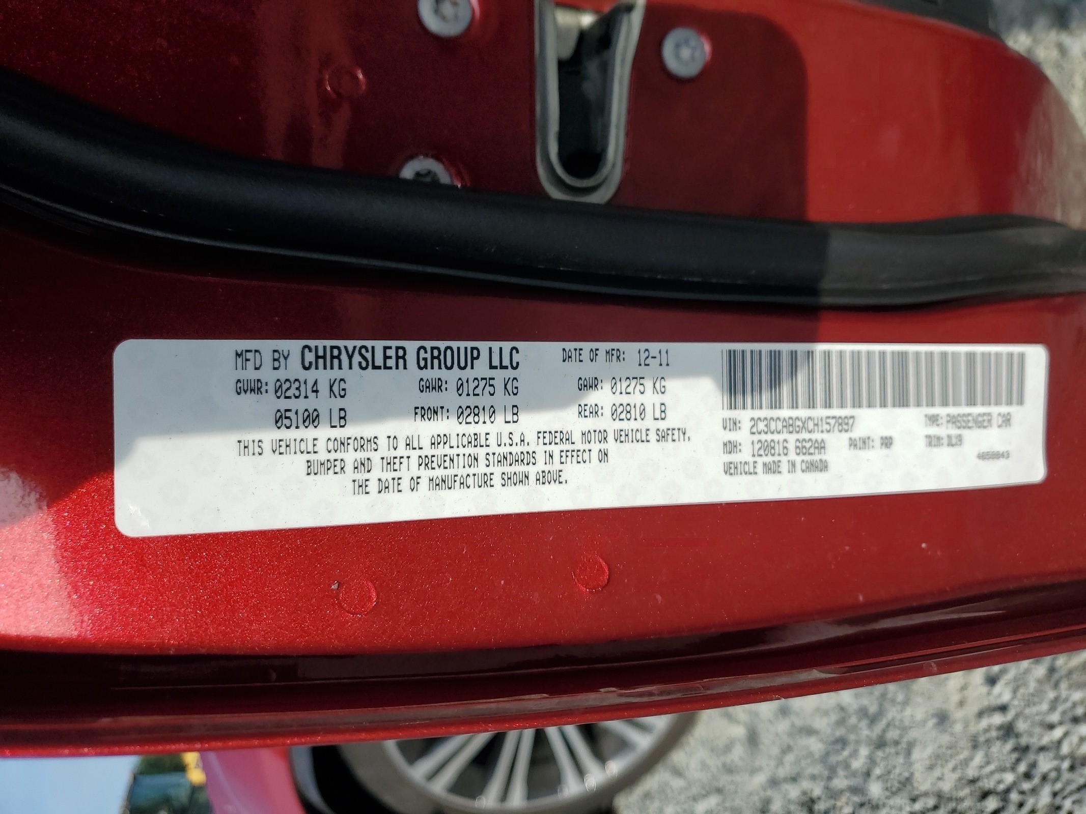 2C3CCABGXCH157897 2012 Chrysler 300 S