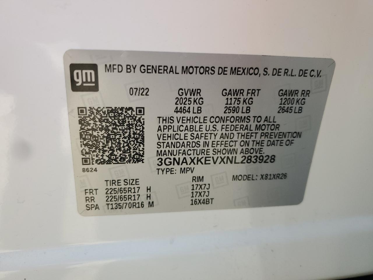 3GNAXKEVXNL283928 2022 CHEVROLET EQUINOX - Image 13