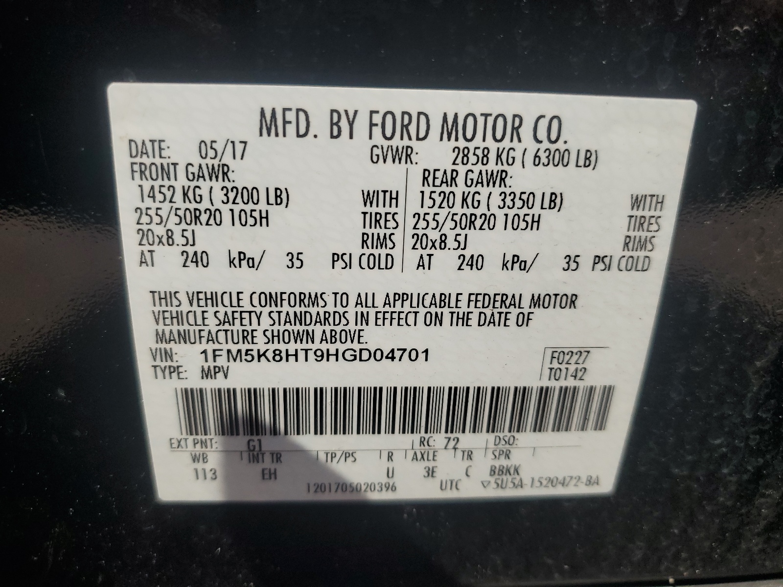 1FM5K8HT9HGD04701 2017 Ford Explorer Platinum