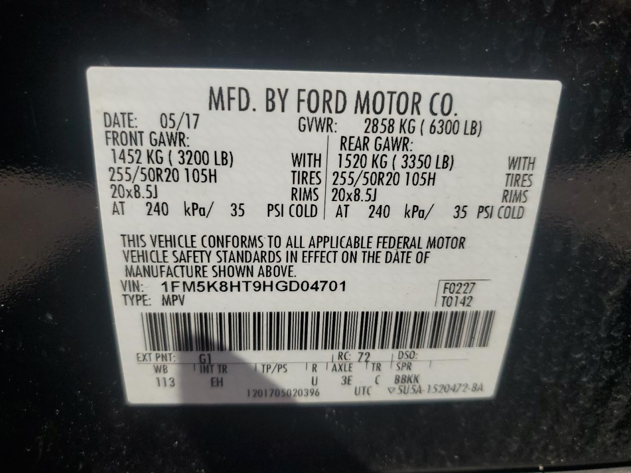 1FM5K8HT9HGD04701 2017 FORD EXPLORER - Image 13