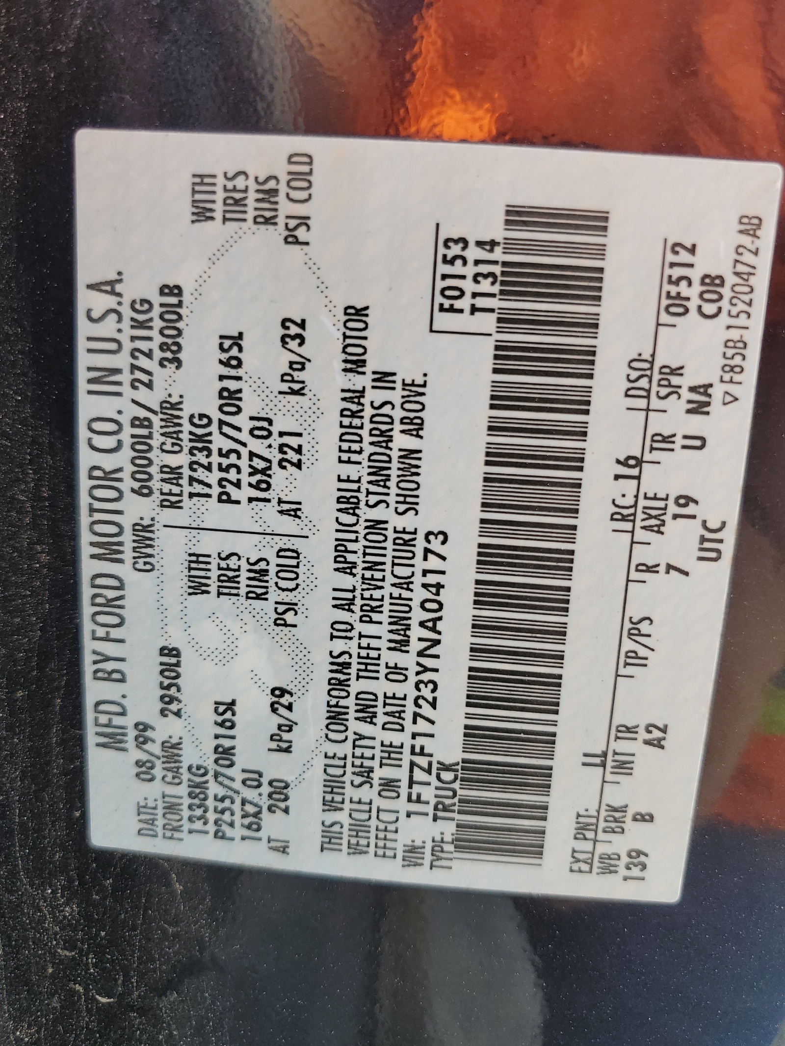 1FTZF1723YNA04173 2000 Ford F150