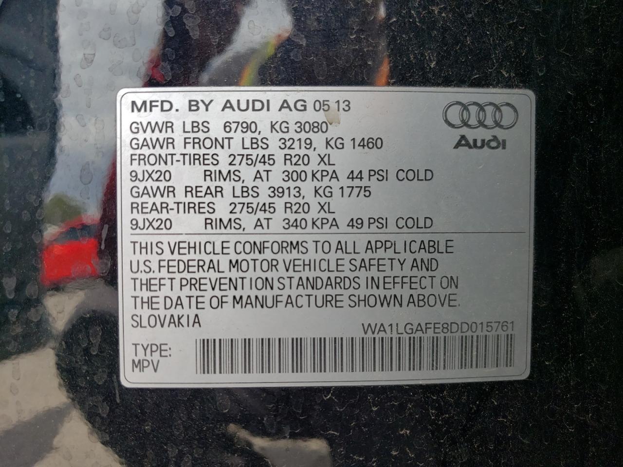 2013 Audi Q7 Premium Plus VIN: WA1LGAFE8DD015761 Lot: 67168744