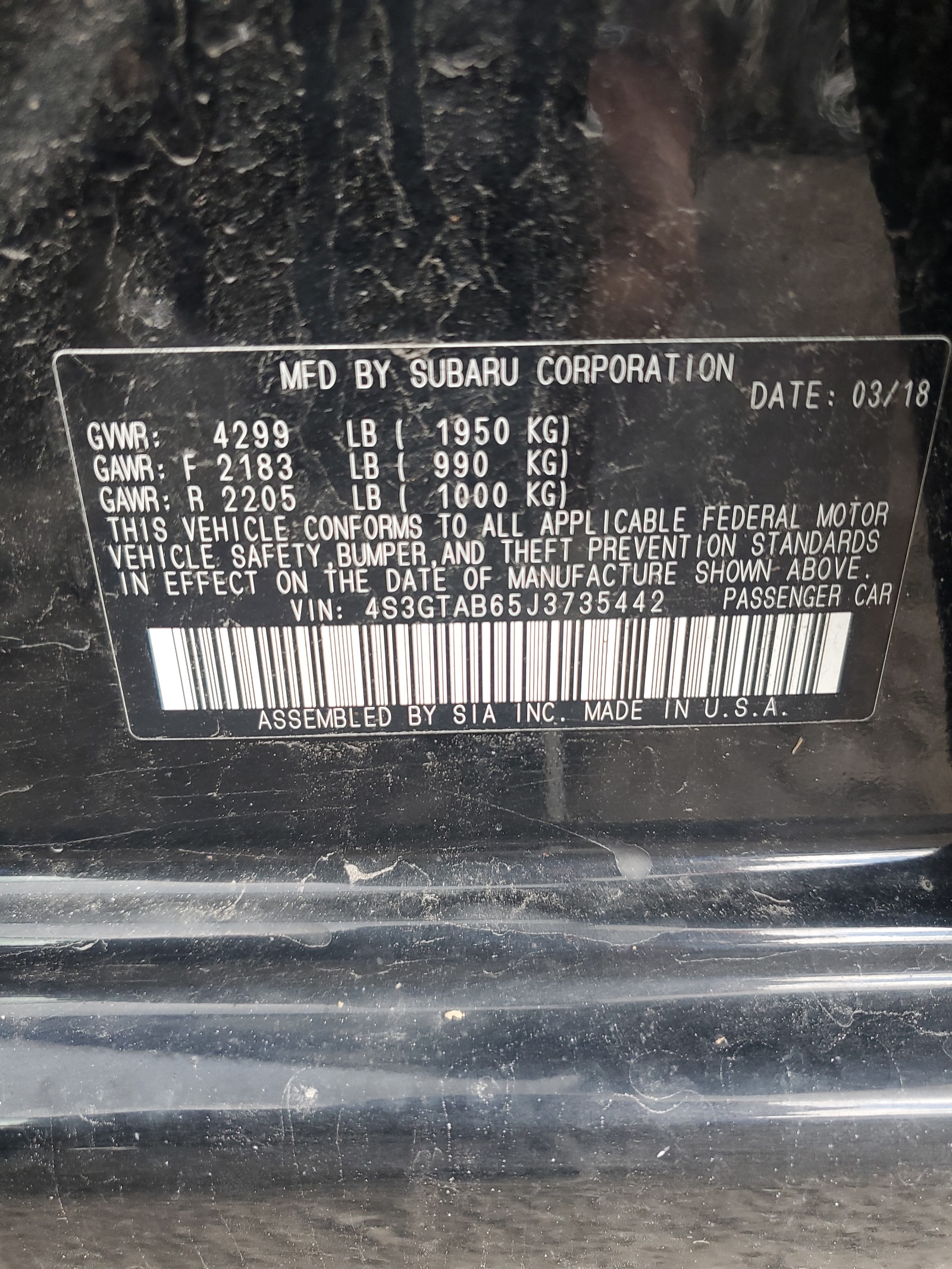 4S3GTAB65J3735442 2018 Subaru Impreza Premium