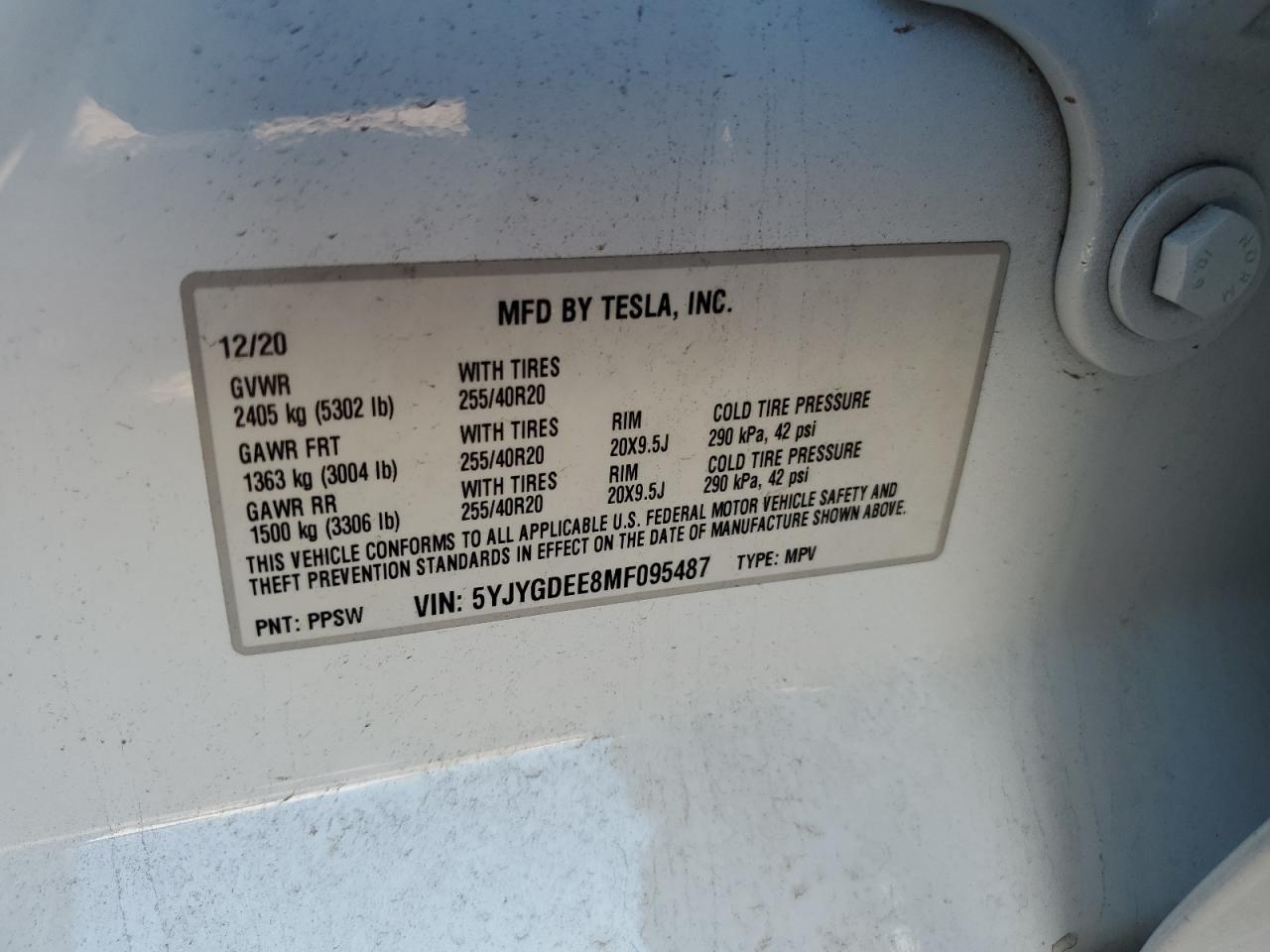 5YJYGDEE8MF095487 2021 TESLA MODEL Y - Image 12