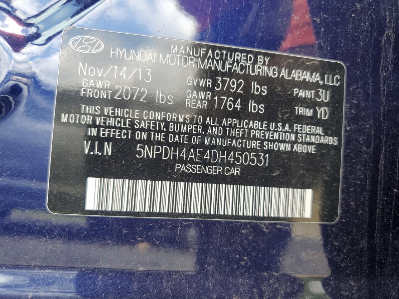 1999 Hyundai Elantra Gls VIN: 5NPDH4AE4DH450531 Lot: 66738934