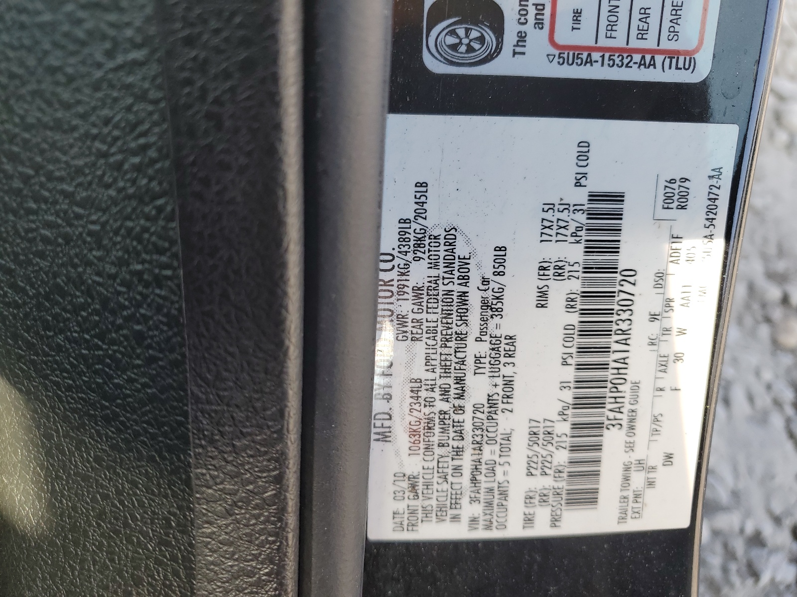 3FAHP0HA1AR330720 2010 Ford Fusion Se