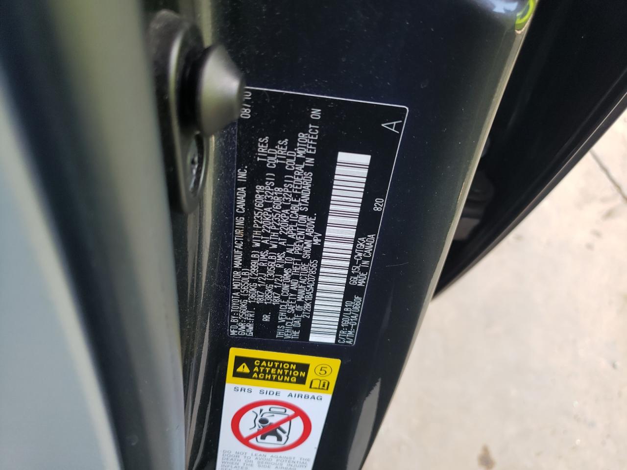 2010 Lexus Rx 350 VIN: 2T2BK1BA5AC078565 Lot: 65851244