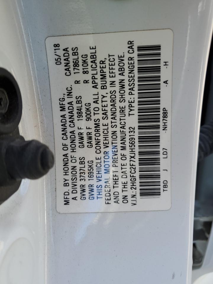 2HGFC2F7XJH569132 2018 Honda Civic Ex