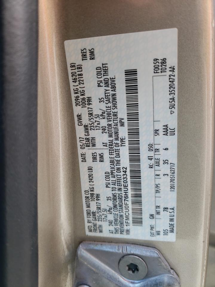 2017 Ford Escape S VIN: 1FMCU0F76HUE03342 Lot: 65948894