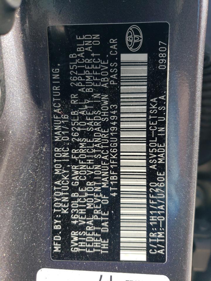 4T1BF1FK6GU194943 2016 TOYOTA CAMRY - Image 12