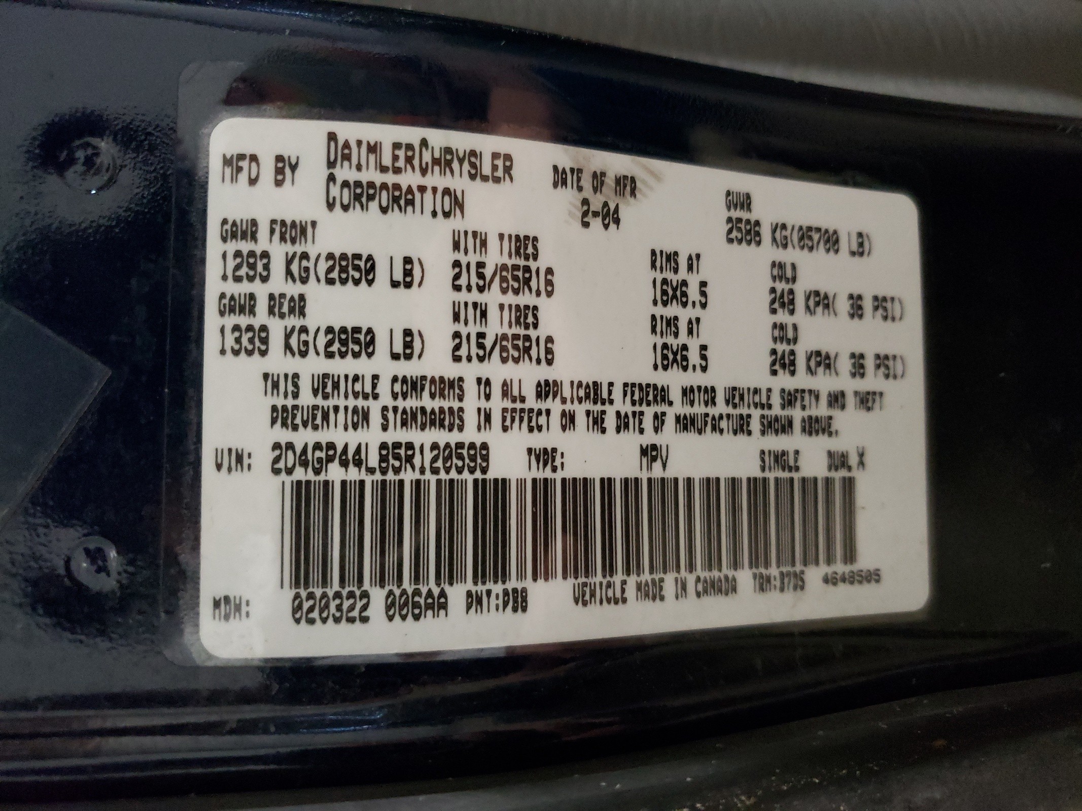 2D4GP44L85R120599 2005 Dodge Grand Caravan Sxt