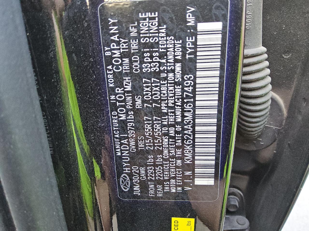 KM8K62AA3MU617493 2021 Hyundai Kona Sel Plus