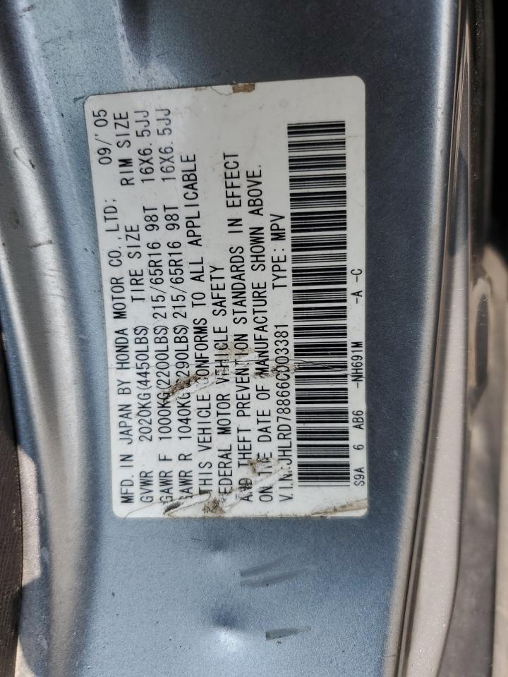 2006 Honda Cr-V Ex VIN: JHLRD78866C003381 Lot: 66332634