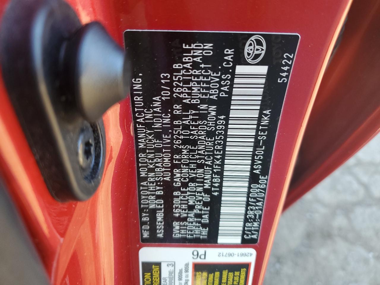 4T4BF1FK4ER353994 2014 Toyota Camry L