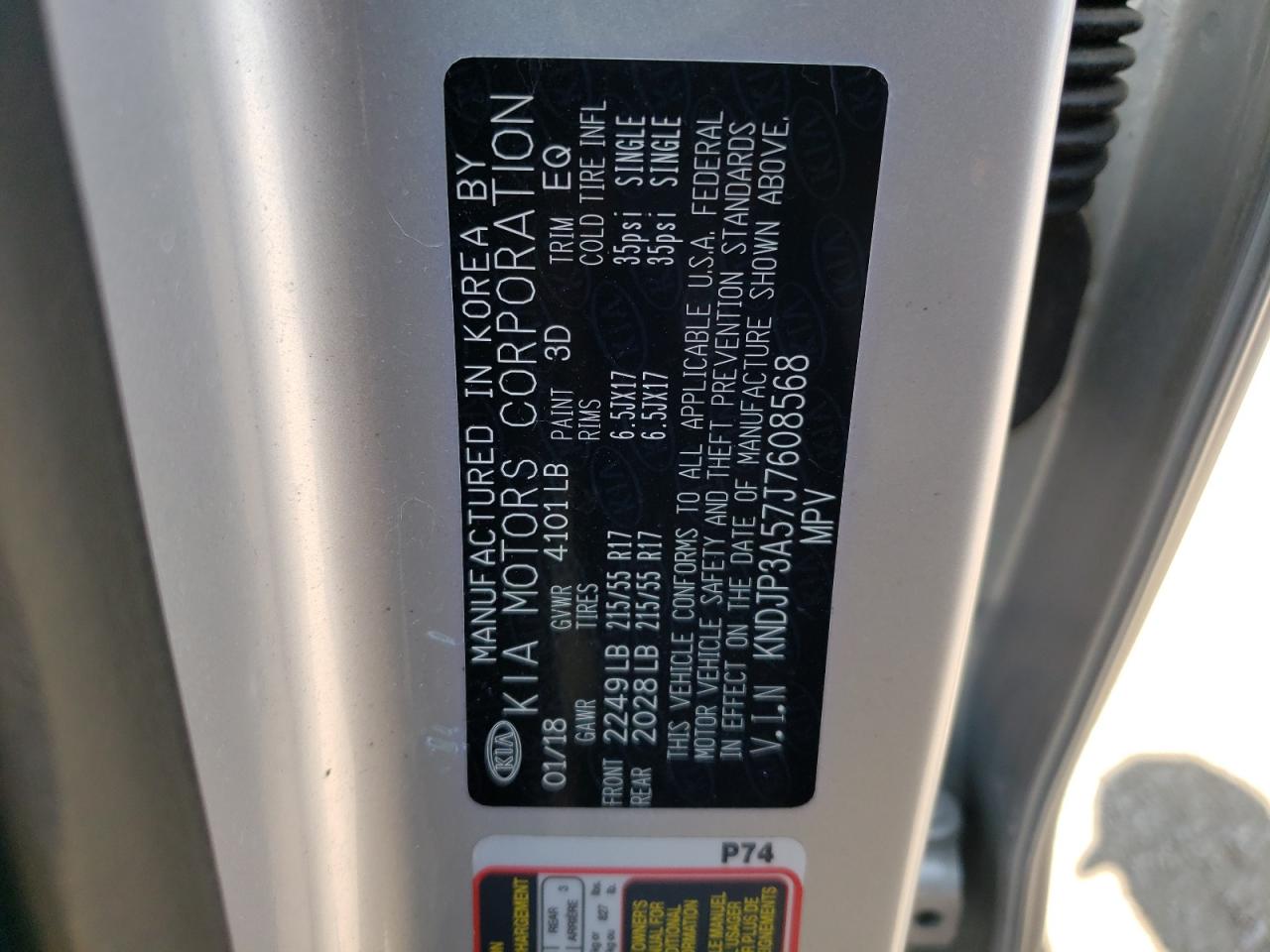 2018 Kia Soul + VIN: KNDJP3A57J7608568 Lot: 68637604