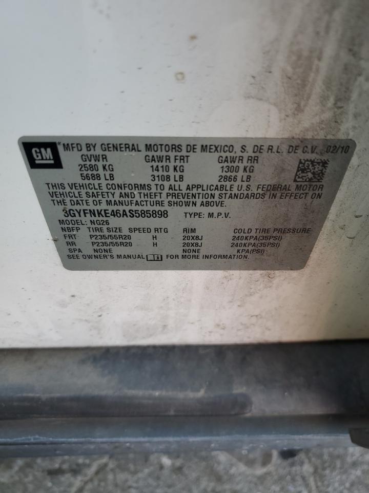 2010 Cadillac Srx Premium Collection VIN: 3GYFNKE46AS585898 Lot: 67118044