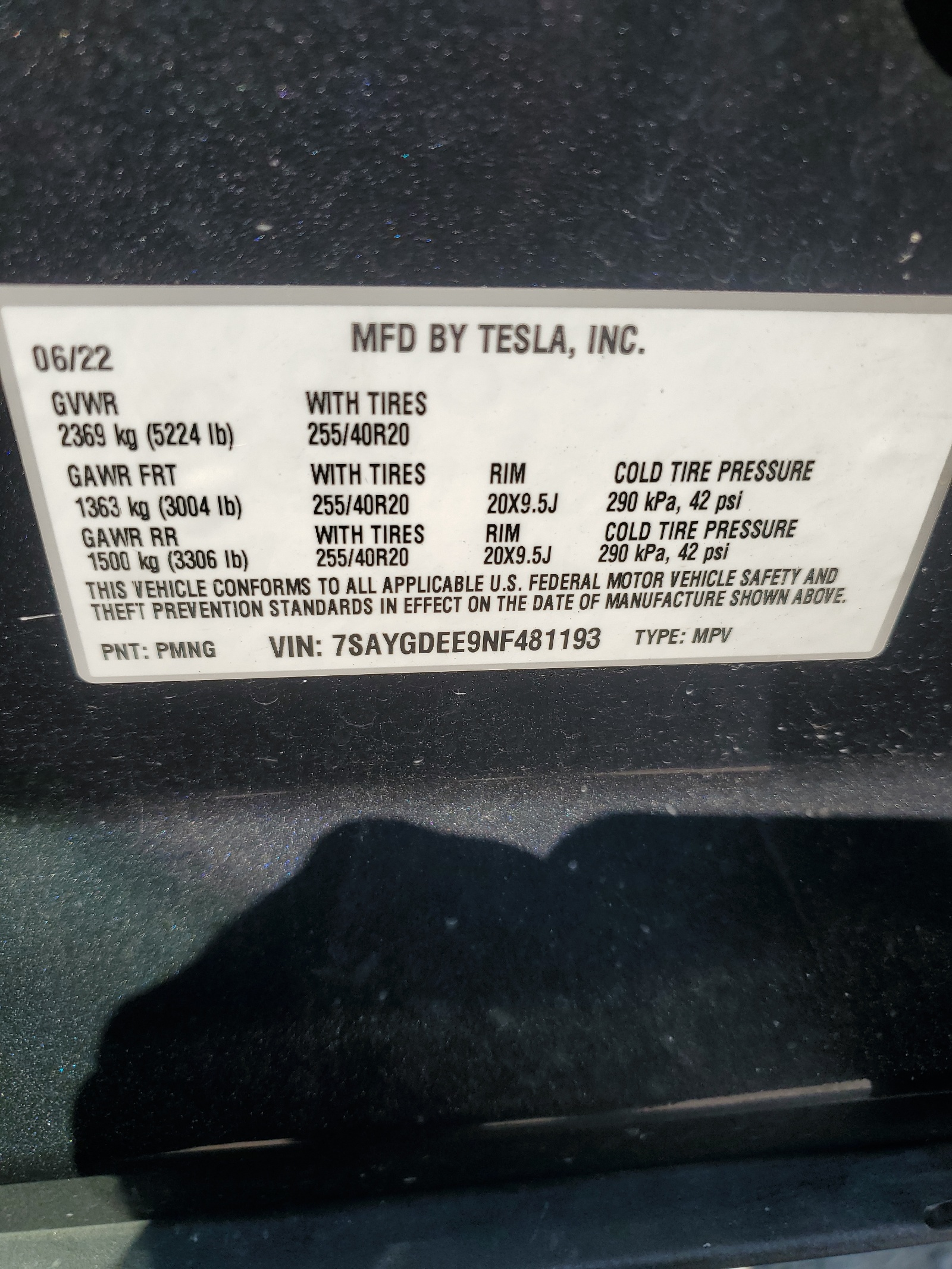 7SAYGDEE9NF481193 2022 Tesla Model Y