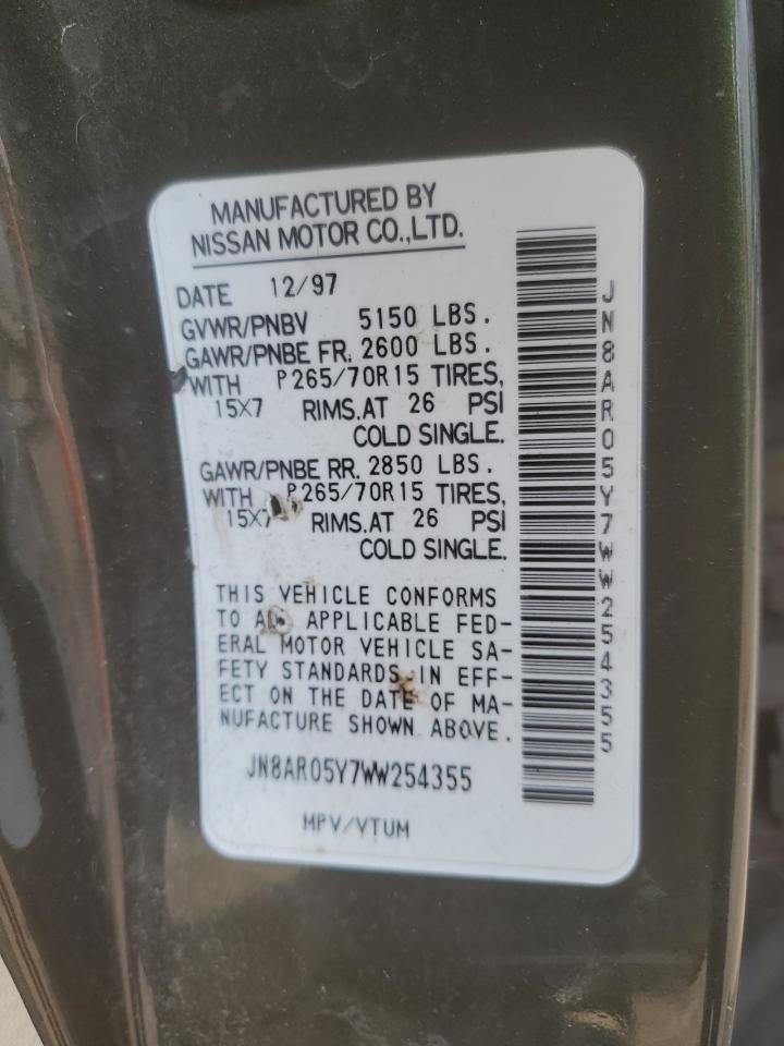 1998 Nissan Pathfinder Le VIN: JN8AR05Y7WW254355 Lot: 66697564