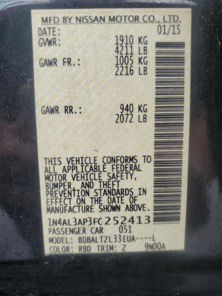 2015 Nissan Altima 2.5 VIN: 1N4AL3AP3FC252413 Lot: 67941134