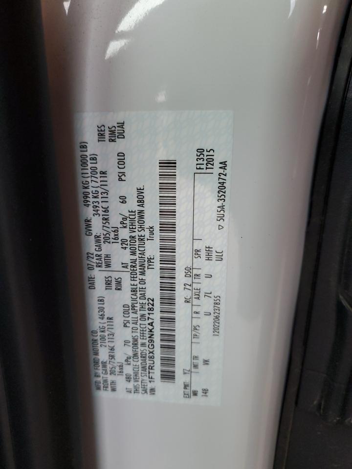 2022 Ford Transit T-350 Hd VIN: 1FTRU8XG9NKA71822 Lot: 67283234