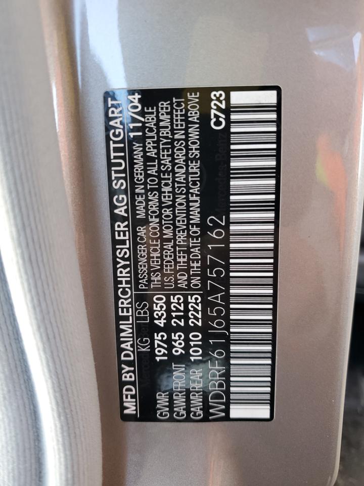 2005 Mercedes-Benz C 240 VIN: WDBRF61J65A757162 Lot: 65934794