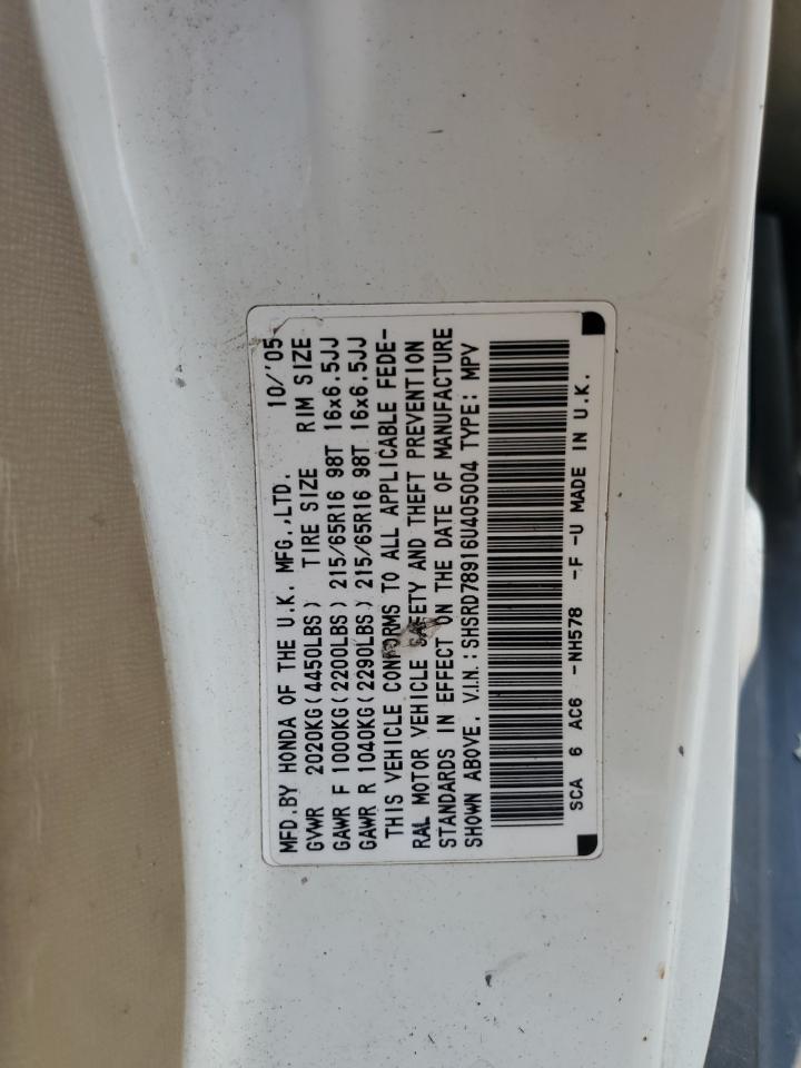 2006 Honda Cr-V Se VIN: SHSRD78916U405004 Lot: 65240474