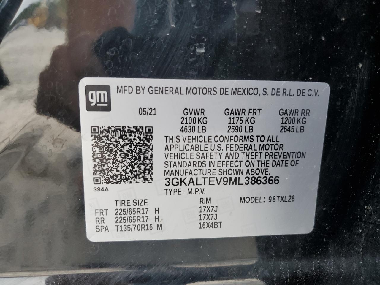 3GKALTEV9ML386366 2021 GMC Terrain Sle