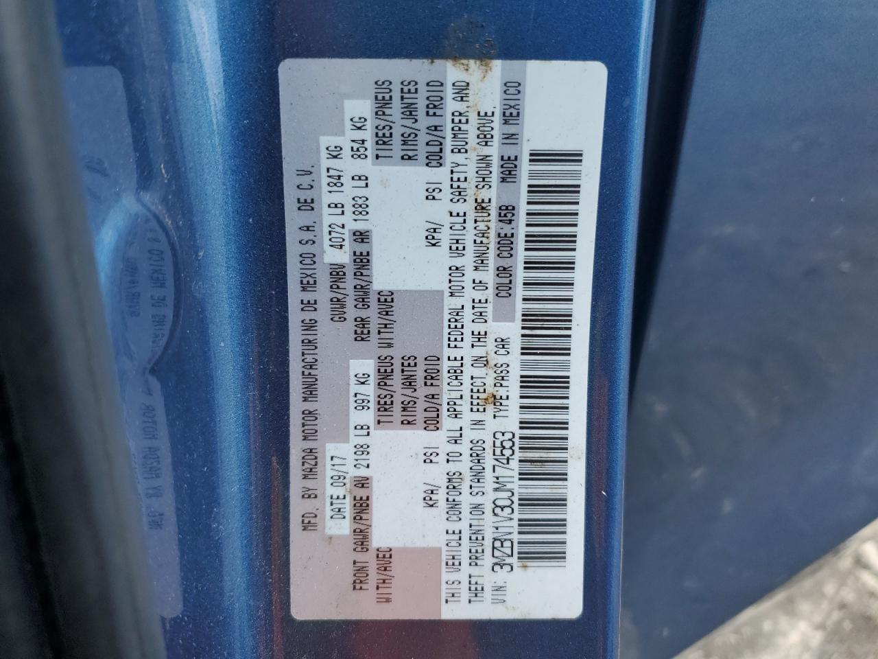 2018 Mazda 3 Touring VIN: 3MZBN1V30JM174553 Lot: 66215904