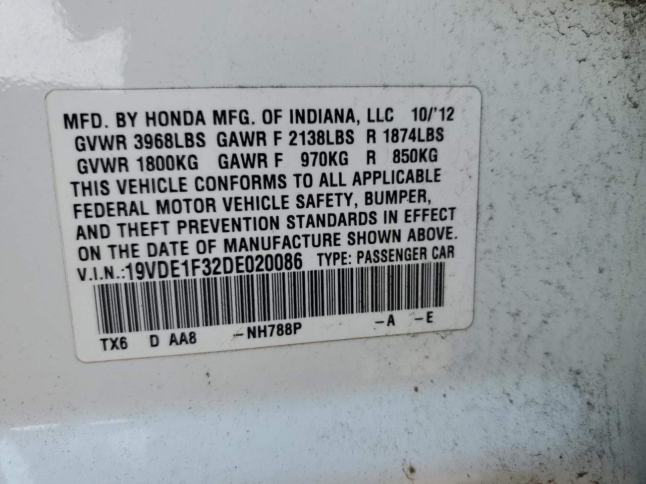 2013 Acura Ilx 20 VIN: 19VDE1F32DE020086 Lot: 68802294